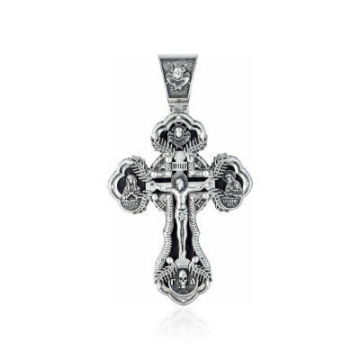картинка Крест из серебра "Божия Матерь Покрова" (97012) 
